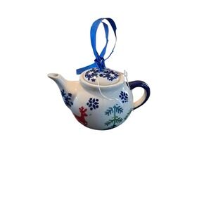 Polish Pottery Christmas Teapot Ornament Handmade Boleslawiec Manufaktura